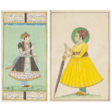 two-indian-miniature-paintings-of-courtiers