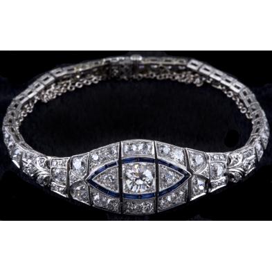 art-deco-platinum-diamond-and-sapphire-bracelet