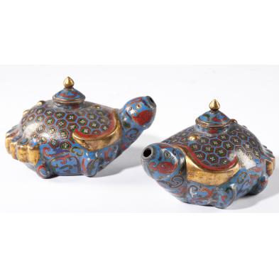 pair-of-japanese-cloisonne-turtle-water-droppers