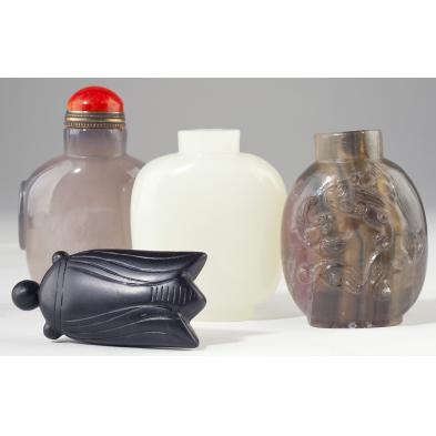 four-chinese-hardstone-snuff-bottles