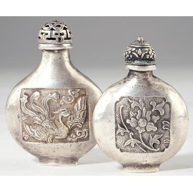 two-chinese-silver-snuff-bottles