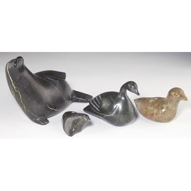 four-inuit-animal-carvings