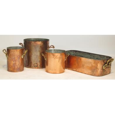 four-large-antique-copper-pots