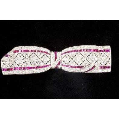 fine-art-deco-diamond-and-ruby-bow-brooch