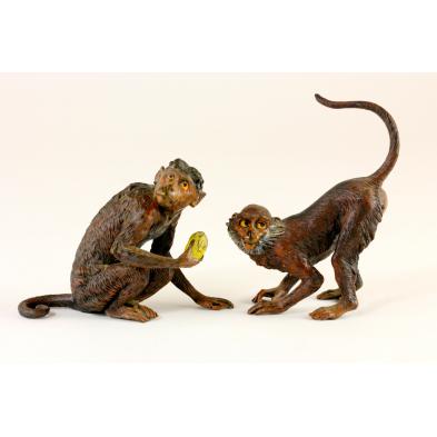 pair-of-antique-painted-bronze-monkeys