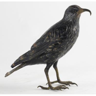antique-painted-bronze-bird-sculpture