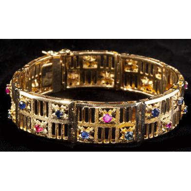 gold-sapphire-and-ruby-link-bracelet