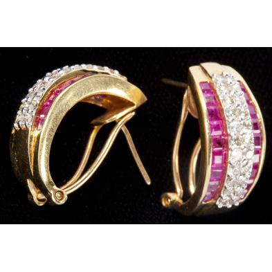 diamond-and-ruby-earclips