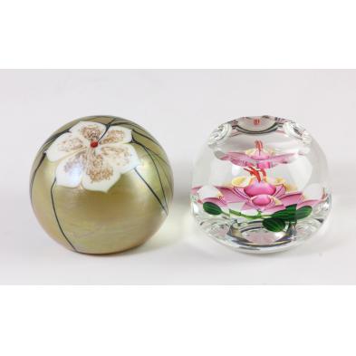 two-fine-art-glass-paperweights