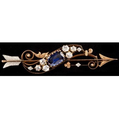 victorian-diamond-and-sapphire-arrow-brooch
