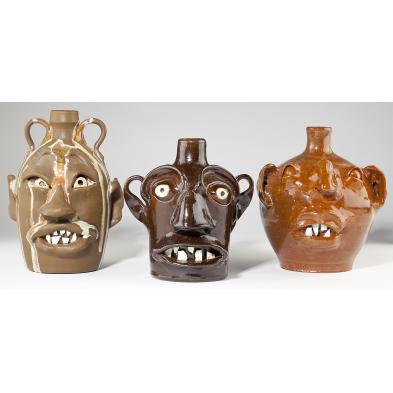 three-nc-pottery-folk-art-face-jugs