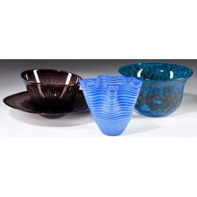 three-kosta-boda-art-glass-bowls