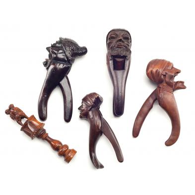five-antique-carved-wood-nutcrackers
