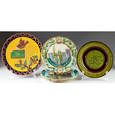 five-19th-century-pictorial-majolica-plates
