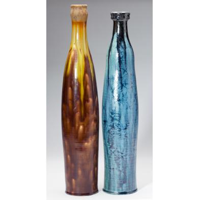 two-bulldog-pottery-bottle-vases