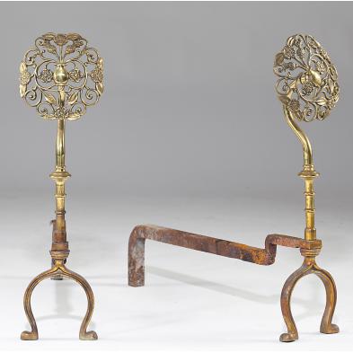 pair-of-arts-crafts-sunflower-andirons