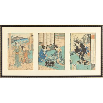 japanese-woodblock-triptych-19th-century