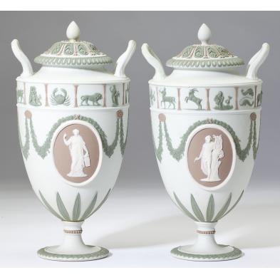 a-pair-of-wedgwood-jasperware-lidded-urns