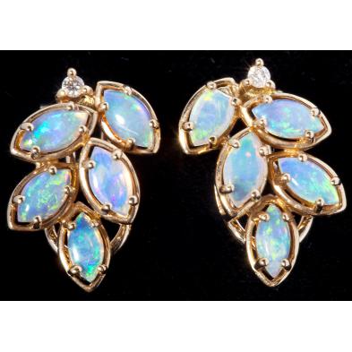 opal-and-diamond-earclips-hardy-bros