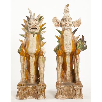 pair-of-chinese-sancai-statues
