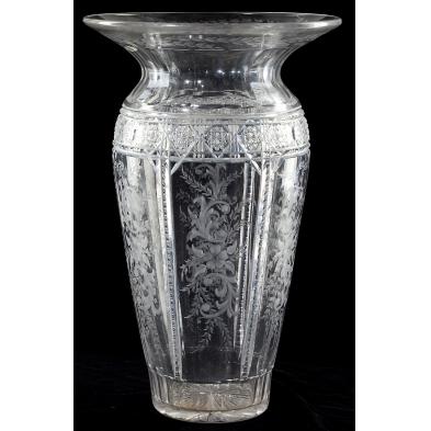 large-english-cut-and-wheel-engraved-glass-vase