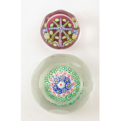 two-fine-millefiori-paperweights