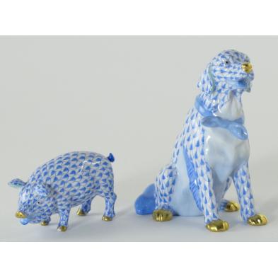 herend-pig-and-dog-figurine