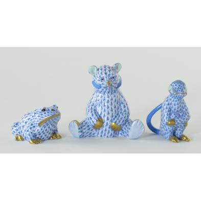 herend-bear-frog-and-monkey-figurines