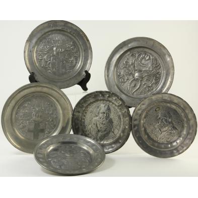 six-antique-german-pewter-plates