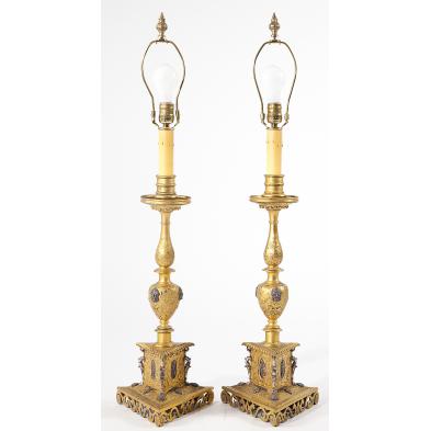 pair-of-brass-italian-candlestick-lamps