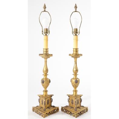 pair-of-brass-italian-candlestick-lamps