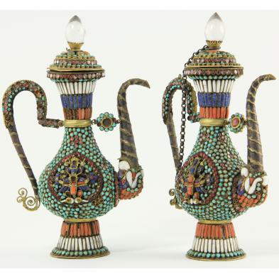 pair-of-nepalese-jeweled-ewers