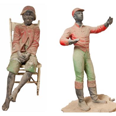 two-cast-concrete-black-americana-figures