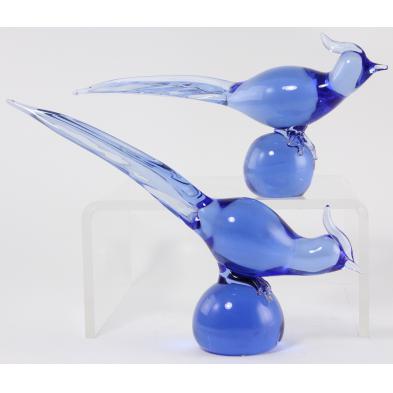 pair-of-venetian-style-blue-glass-birds
