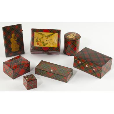 seven-small-tartanware-utilitarian-boxes