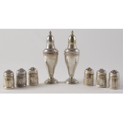 group-of-sterling-salt-and-pepper-shakers