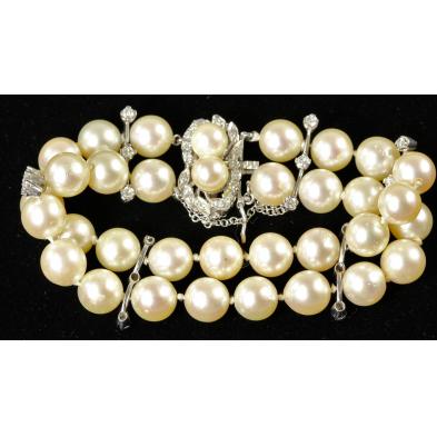 double-strand-pearl-and-diamond-bracelet