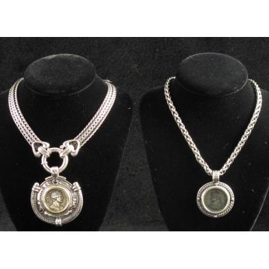 two-sterling-and-roman-coin-pendant-necklaces
