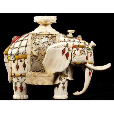ivory-okimono-of-a-standing-elephant-meiji-period