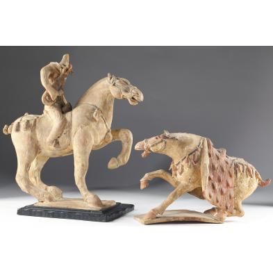two-chinese-painted-pottery-horses