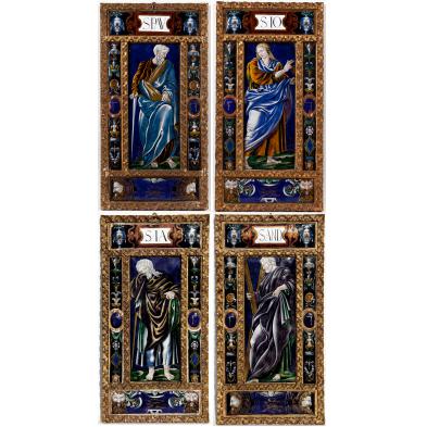 important-group-of-four-limoges-enamel-plaques