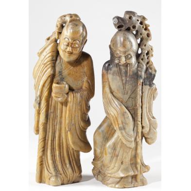 two-chinese-carved-stone-figures