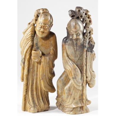 two-chinese-carved-stone-figures