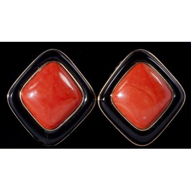 coral-and-onyx-earclips