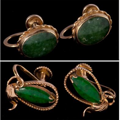 two-pairs-of-gold-and-jade-earrings