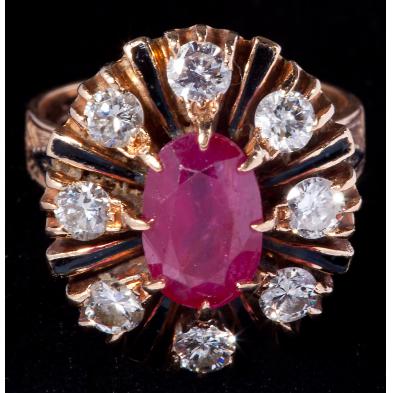 vintage-ruby-diamond-and-enamel-ring