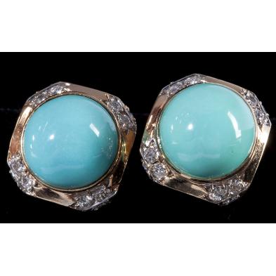 pair-of-turquoise-and-diamond-earclips