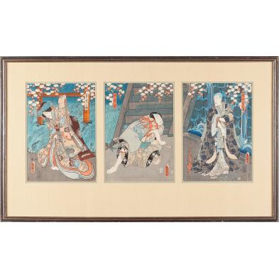 japanese-woodblock-triptych-of-kabuki-actors