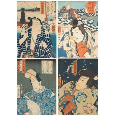four-japanese-woodblock-prints-of-kabuki-actors