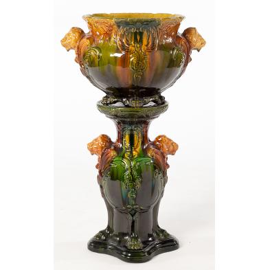 majolica-jardiniere-and-pedestal